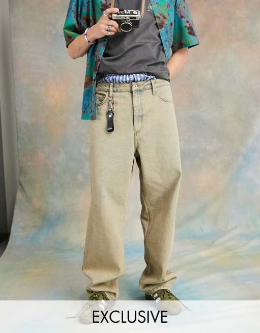 COLLUSION x014 - 90s baggy dad jeans met acid wash in bruin