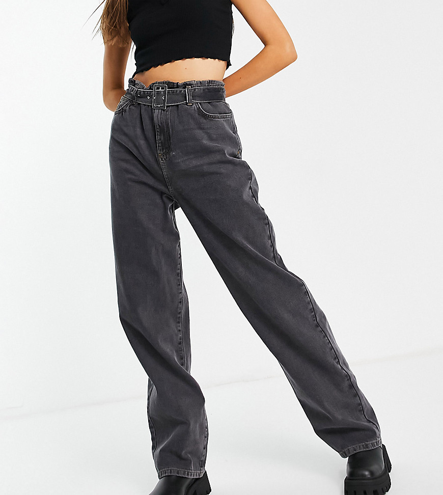 COLLUSION x014 90s baggy dad jeans with belted waist in black