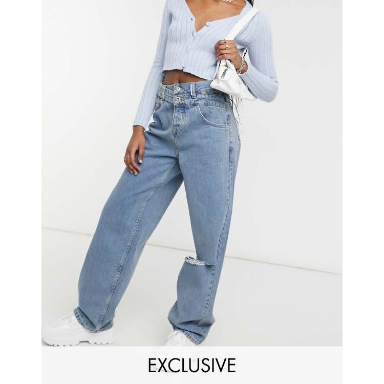 Buy Calvin Klein 90s Straight Fit Cut Waistband Jeans
