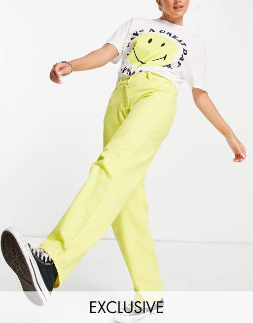 COLLUSION x014 90s baggy dad jeans with dipped waist in yellow ASOS