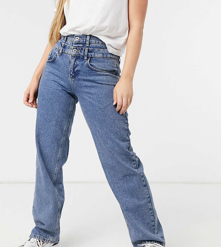 COLLUSION x014 90s baggy dad jeans with double waist band in washed blue