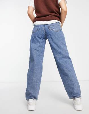 COLLUSION x014 mid rise 90s baggy dad jeans in stone wash