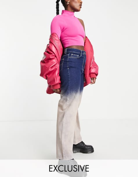COLLUSION x014 90s baggy dip dye jeans in blue and beige