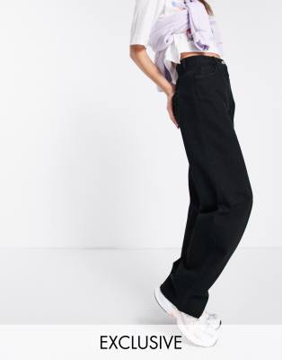 collusion x014 90s baggy dad jeans in washed black
