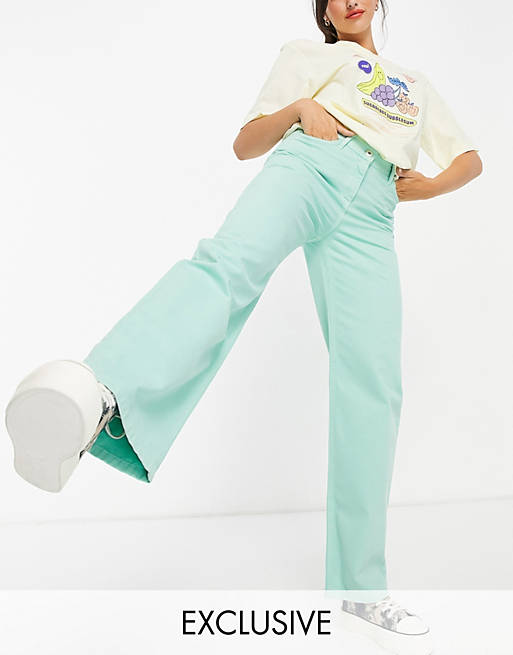 Women COLLUSION x014 90s baggy extreme dad jeans in mint 