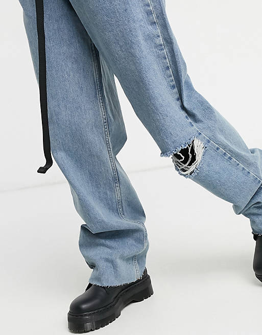 COLLUSION x014 90s baggy extreme dad jeans in vintage blue wash