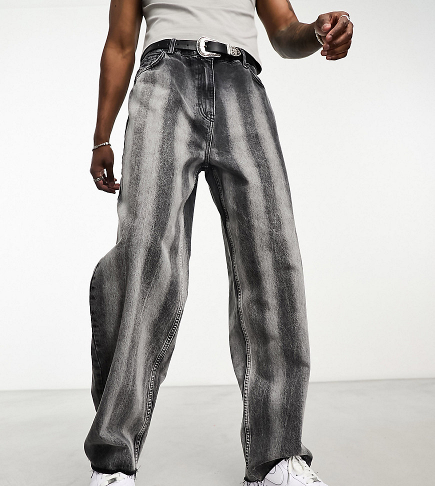 COLLUSION x014 90s baggy jeans in stripe washed black