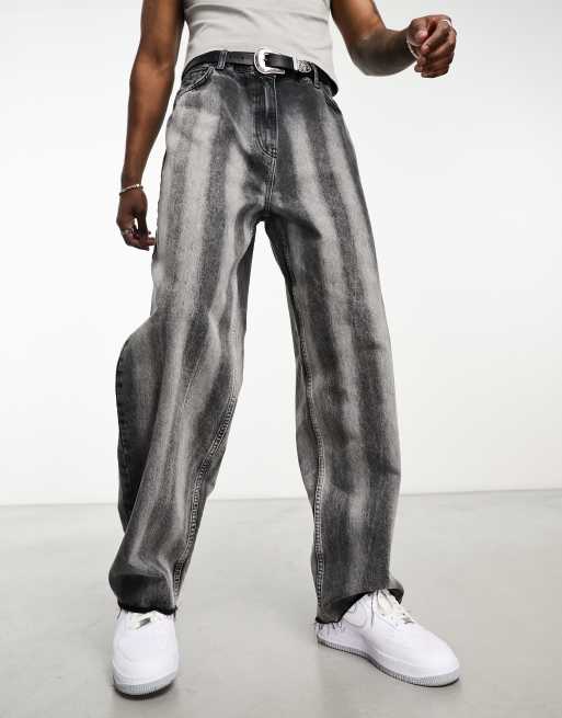 Black and grey store striped jeans