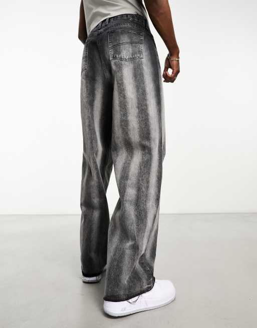 COLLUSION x014 90s baggy jeans in stripe washed black