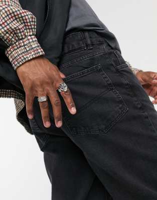 collusion x014 dad jeans in washed black