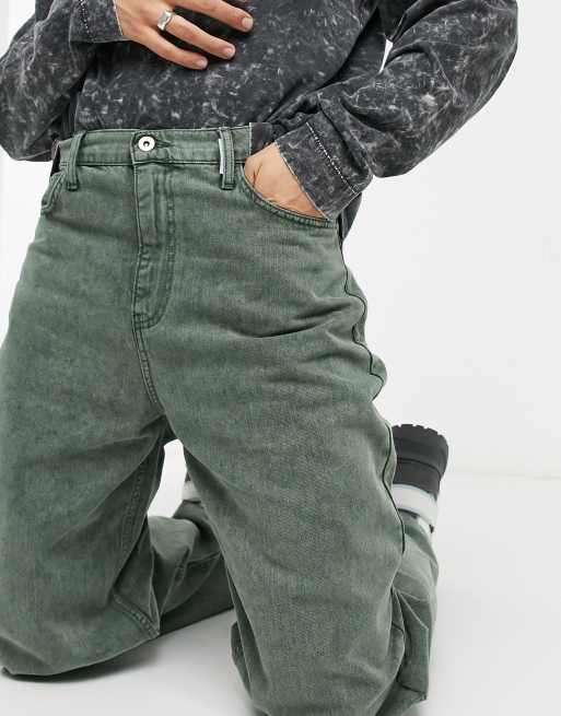 COLLUSION x023 ultra baggy jeans in green cast wash