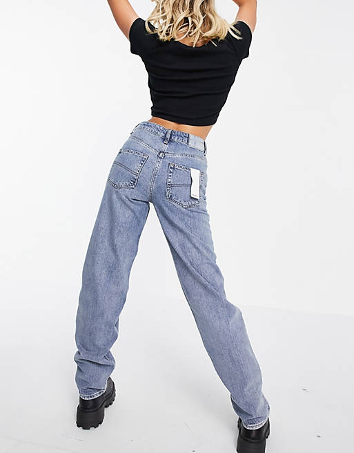 Jeans COLLUSION x014 90s baggy mid rise dad jeans in washed blue 
