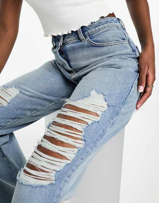 Multi-Colored Fringed Baggy Jeans Fashion Plus Size Dad Jeans in