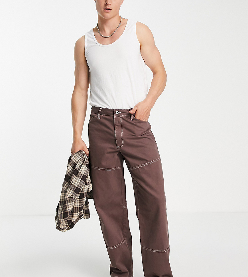 COLLUSION x014 90s baggy utility paneled jeans in brown