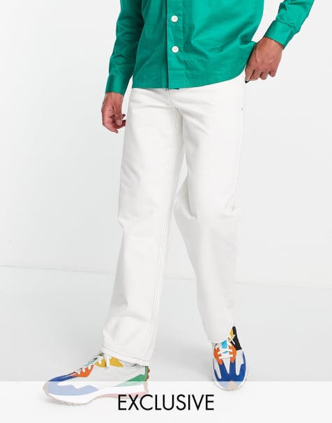 COLLUSION x014 baggy dad jeans in white with contrast stitch - view 1