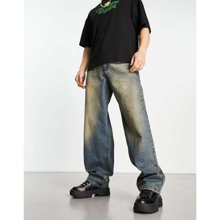 COLLUSION x023 ultra baggy jeans in green cast wash