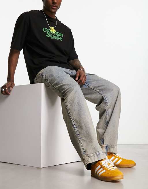 COLLUSION x014 - Baggy jeans in jaren 90 stijl in lichte 'dirty wash'