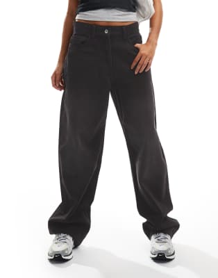 Collusion X014 Baggy Mid Rise Antifit Jeans In Washed Black