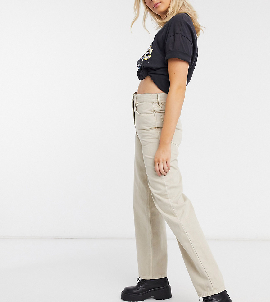 COLLUSION x014 – Beige, urtvättade dad jeans i 90-talsstil och baggy passform-Natur