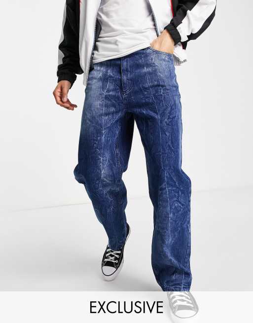 COLLUSION x014 – Blå baggy jeans i 90-talsstil coh Y2K-tvätt