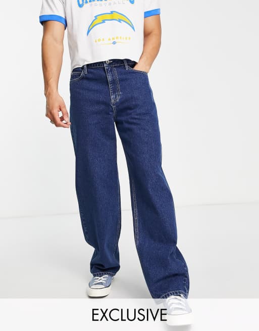 COLLUSION x014 – Blå jeans i extremt baggy 90-talsstil med vita sömmar