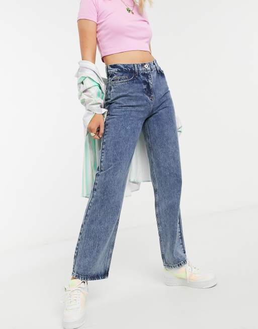 Collusion X014 Bla Urtvattade Dad Jeans I 90 Talsstil Med Baggy Passform Asos