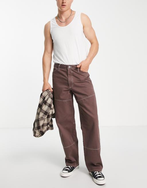 COLLUSION - x014 - Brune løstsiddende 90'er-jeans i utility-stil med paneler