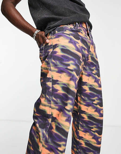 X014 Asos Homme Vêtements Pantalons & Jeans Jeans Baggy & Large Jean baggy à imprimé camouflage 