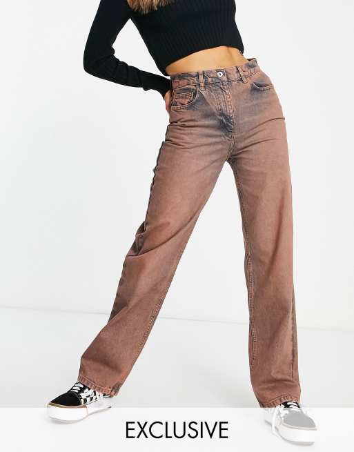COLLUSION - x014 - Dad jeans ampi in stile anni '90 lavaggio acido marrone