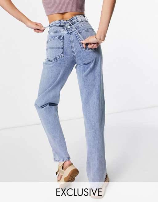 COLLUSION x014 - Dad jeans ampi stile anni '90 con dettagli con laccetti sul retro 