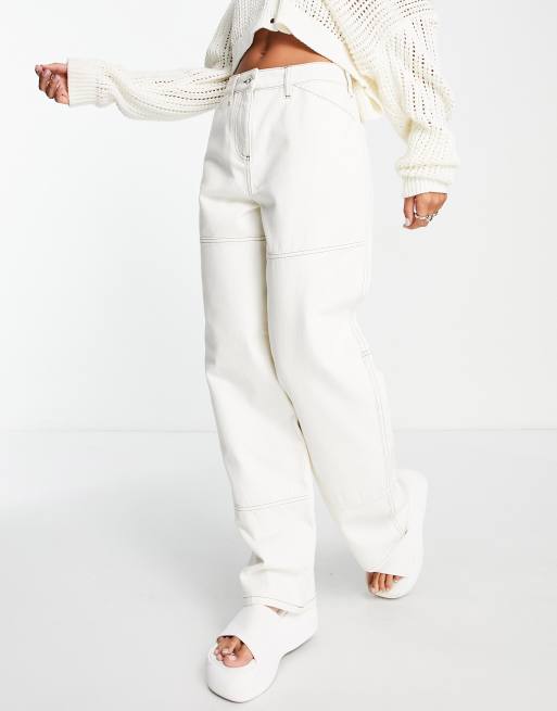 Collusion - x014 - Dad jeans cargo extra larghi écru con pannelli