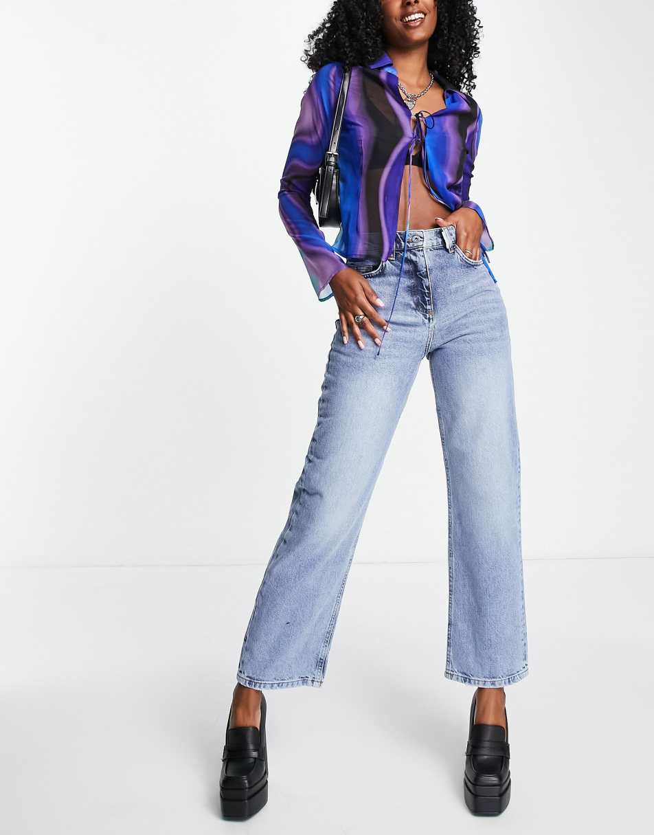 COLLUSION x014 dad jeans in light blue vintage wash