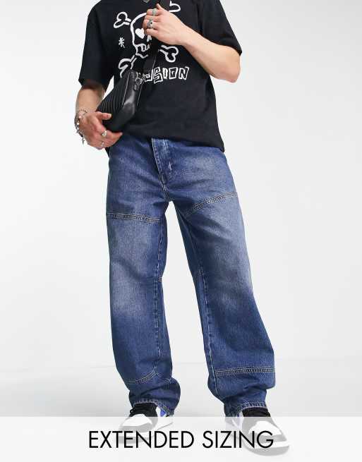 Jeans baggy vintage Dad Jeans pour homme effet troué