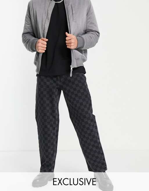 COLLUSION x014 extreme 90s baggy jeans in checkerboard