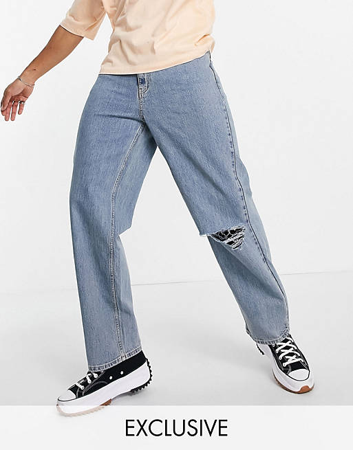 Délavage effet ultra usé Asos Vêtements Pantalons & Jeans Jeans Baggy & Large Inspired Jean baggy unisexe style années 2000 