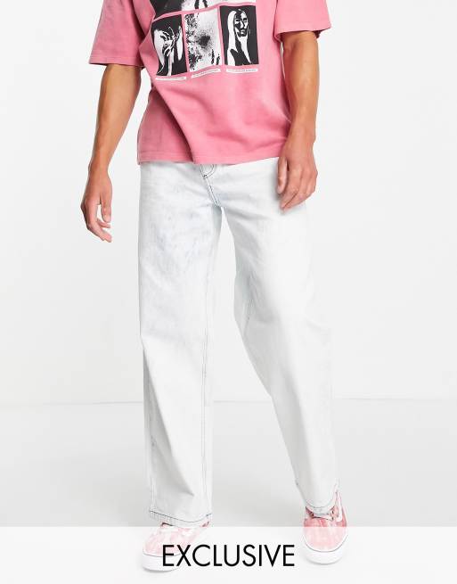 COLLUSION - x014 - Jean coupe dad ultra baggy style années 90 - Blanc délavé