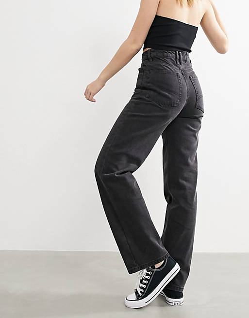 jean dad baggy style années 90 Femme Vêtements Jeans Jeans à pattes d’éléphant délavé Jean Collusion en coloris Noir X014 