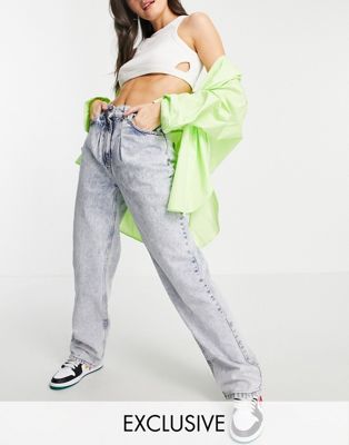 COLLUSION x014 90s baggy dad jeans with pintuck waist details in blue - ASOS Price Checker