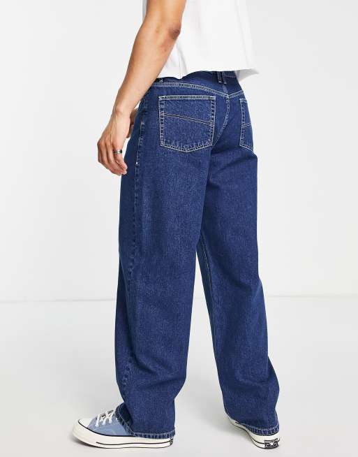 COLLUSION - x014 - Jean ultra baggy style années 90 à surpiqûres blanches - Bleu, 2 de 4