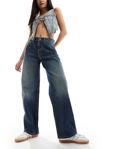 Light Blue Wash Low Rise Wide Leg Jeans