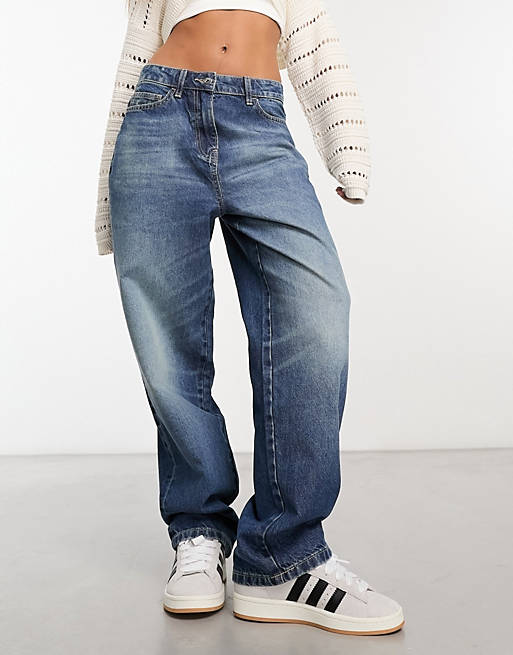 COLLUSION x014 mid rise antifit jeans in midwash | ASOS