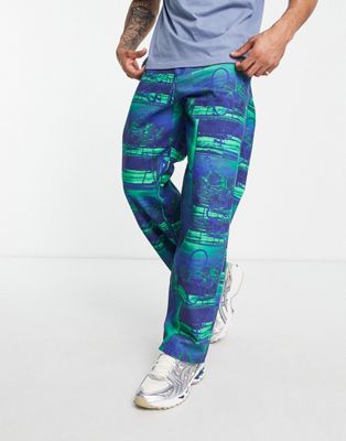 COLLUSION x014 printed baggy jeans in blue and green - ASOS Price Checker