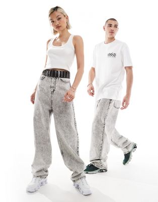 X014 unisex baggy antifit jeans in washed gray