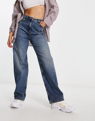 COLLUSION x009 mid rise dad jeans in mid wash