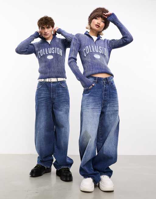 COLLUSION x015 baggy jeans in rich blue wash