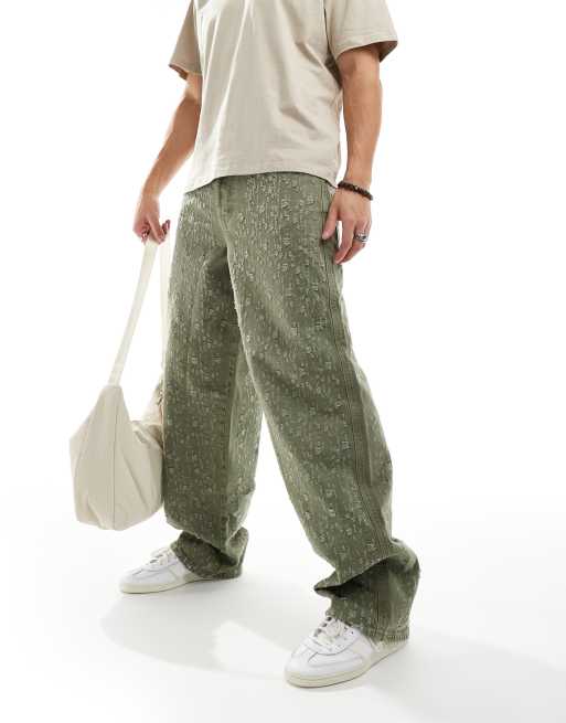 COLLUSION X015 baggy jeans in washed olive