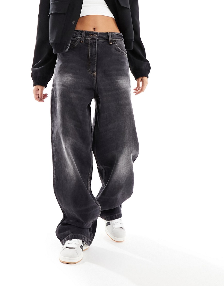 Collusion X015 Low Rise Baggy Jeans In Washed Black-brown