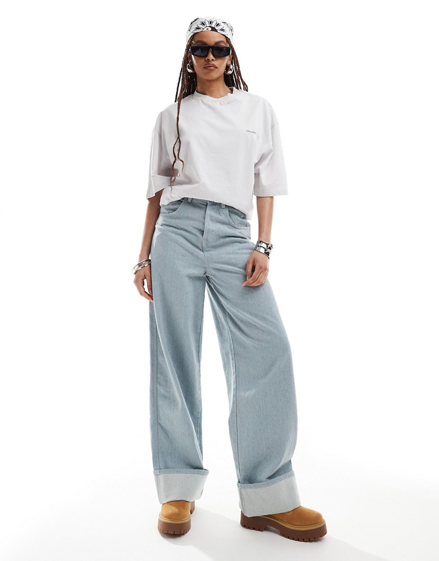 x015 low rise super baggy jeans in dove gray with cuffs