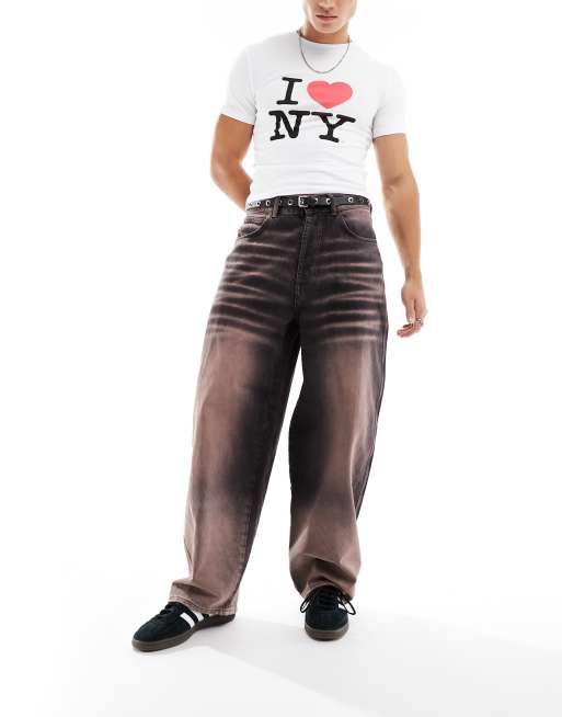 COLLUSION – X015 – Svarttonade baggy jeans