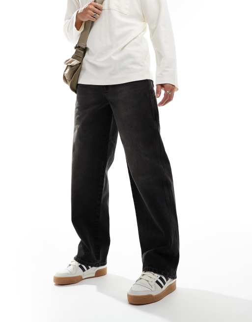 COLLUSION x016 low rise cargo jeans in washed black ASOS